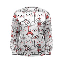 Cute Cat Chef Cooking Seamless Pattern Cartoon Women s Sweatshirt by Bedest