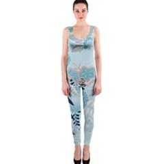 Crane Pattern Bird Animal Nature One Piece Catsuit
