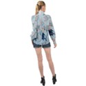 Crane Pattern Bird Animal Nature High Neck Long Sleeve Chiffon Top View2