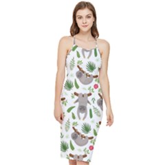 Seamless Pattern With Cute Sloths Bodycon Cross Back Summer Dress