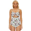 Seamless Pattern With Cute Sloths Knot Front One-Piece Swimsuit View1