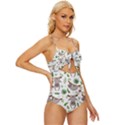 Seamless Pattern With Cute Sloths Knot Front One-Piece Swimsuit View3