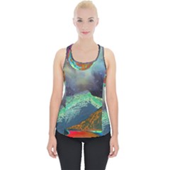 Psychedelic Universe Color Moon Planet Space Piece Up Tank Top