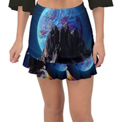 Aesthetic Psychedelic Drawings Art Acid Space Fishtail Mini Chiffon Skirt