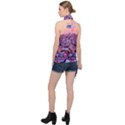 Sea Beach Water Sunset Ocean Halter Asymmetric Satin Top View2