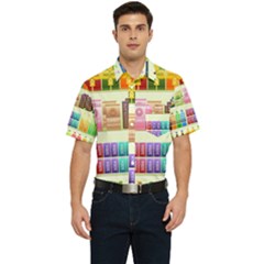 Supermarket Shelf Products Snacks Men s Short Sleeve Pocket Shirt 