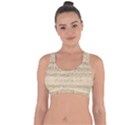 Vintage Beige Music Notes Cross String Back Sports Bra View1