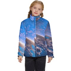 Earth Blue Galaxy Sky Space Kids  Puffer Bubble Jacket Coat
