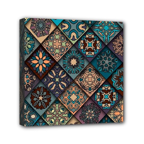 Flower Texture Background Colorful Pattern Mini Canvas 6  X 6  (stretched)