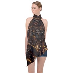 Cube Forma Glow 3d Volume Halter Asymmetric Satin Top