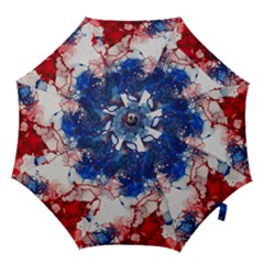Red White And Blue Alcohol Ink American Patriotic  Flag Colors Alcohol Ink Hook Handle Umbrellas (large) by PodArtist