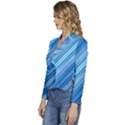 Ambience in Blue Women s Long Sleeve Revers Collar Cropped Jacket View2