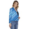 Ambience in Blue Women s Long Sleeve Revers Collar Cropped Jacket View3