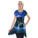 Flamingo Paradise Scenic Bird Fantasy Moon Paradise Waterfall Magical Nature Short Sleeve Side Drop Tunic View1