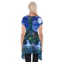Flamingo Paradise Scenic Bird Fantasy Moon Paradise Waterfall Magical Nature Short Sleeve Side Drop Tunic View2