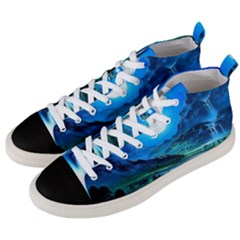 Bright Full Moon Painting Landscapes Scenery Nature Men s Mid-top Canvas Sneakers