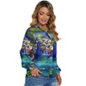 Peacocks In Garden Women s Long Sleeve Button Up Shirt View3