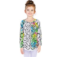 Brain Mind Psychology Idea Drawing Short Overalls Kids  Long Sleeve T-shirt