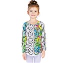 Brain Mind Psychology Idea Drawing Short Overalls Kids  Long Sleeve T-Shirt View1