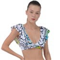 Brain Mind Psychology Idea Drawing Short Overalls Plunge Frill Sleeve Bikini Top View1