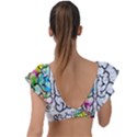 Brain Mind Psychology Idea Drawing Short Overalls Plunge Frill Sleeve Bikini Top View2