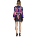 Abstract 3d Art Holiday Island Palm Tree Pink Purple Summer Sunset Water Long Sleeve Tie Back Satin Wrap Top View4
