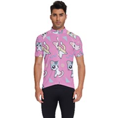 Cute Animal Little Cat Seamless Pattern Men s Short Sleeve Cycling Jersey