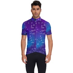 Realistic Night Sky Poster With Constellations Men s Short Sleeve Cycling Jersey