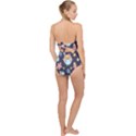 Owl Stars Pattern Background Scallop Top Cut Out Swimsuit View2