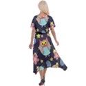 Owl Stars Pattern Background Cross Front Sharkbite Hem Maxi Dress View2