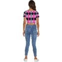 Seamless Argyle Pattern Short Sleeve Square Neckline Crop Top  View4