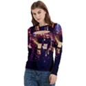 Tardis Regeneration Art Doctor Who Paint Purple Sci Fi Space Star Time Machine Women s Cut Out Long Sleeve T-Shirt View2