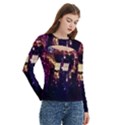 Tardis Regeneration Art Doctor Who Paint Purple Sci Fi Space Star Time Machine Women s Cut Out Long Sleeve T-Shirt View3