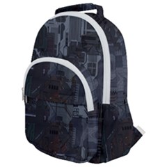 Abstract Tech Computer Motherboard Technology Rounded Multi Pocket Backpack by Cemarart