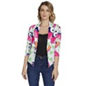Panda Umbrella Pattern Women s Draped Front 3/4 Sleeve Shawl Collar Jacket View1