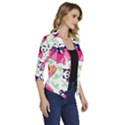 Panda Umbrella Pattern Women s Draped Front 3/4 Sleeve Shawl Collar Jacket View3