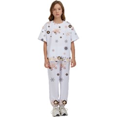 Golden-snowflake Kids  T-shirt And Pants Sports Set