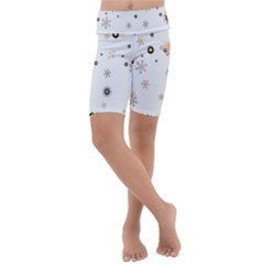 Golden-snowflake Kids  Lightweight Velour Cropped Yoga Leggings