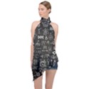 Doodle Art Chemistry Art Halter Asymmetric Satin Top View1