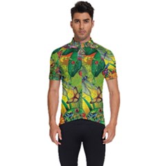 The Chameleon Colorful Mushroom Jungle Flower Insect Summer Dragonfly Men s Short Sleeve Cycling Jersey