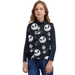 Jack Print, White, Before, Plain, Black, Simple, Christmas Kid s Button Up Puffer Vest	