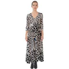 Leopard In Art, Animal, Graphic, Illusion Button Up Boho Maxi Dress