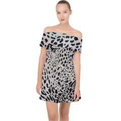 Leopard In Art, Animal, Graphic, Illusion Off Shoulder Chiffon Dress
