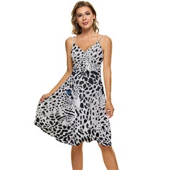 Leopard In Art, Animal, Graphic, Illusion Sleeveless Tie Front Chiffon Dress