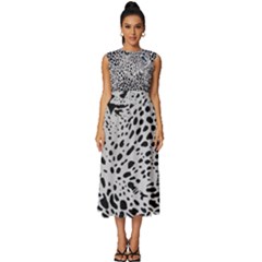 Leopard In Art, Animal, Graphic, Illusion Sleeveless Round Neck Midi Dress