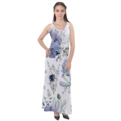 Nature, Floral, Flower, Print, Vintage Sleeveless Velour Maxi Dress
