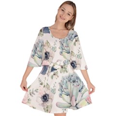 Nature, Floral, Flower, Print, Vintage Velour Kimono Dress