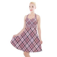 Pink Burberry, Abstract Halter Party Swing Dress 