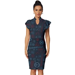 Background, Creed Vintage Frill Sleeve V-neck Bodycon Dress