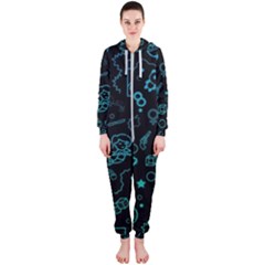 Cartoon, Halloween, Black, Dark Hooded Jumpsuit (ladies)